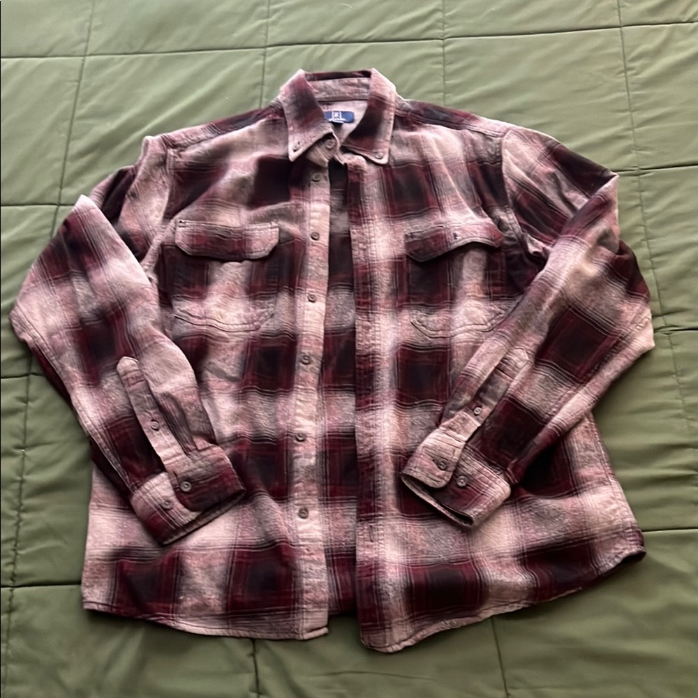 George Red Plaid Button-Up Flannel Shirt